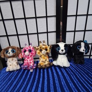 Set of 5 Colorful Plush Toys. Ty Beanie